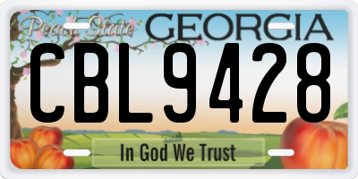 GA license plate CBL9428