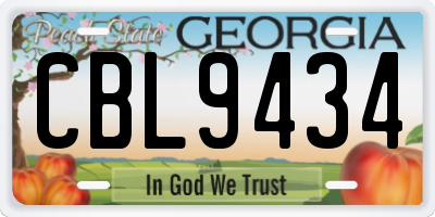 GA license plate CBL9434
