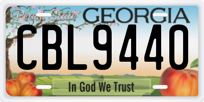 GA license plate CBL9440