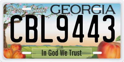 GA license plate CBL9443