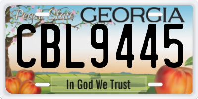 GA license plate CBL9445