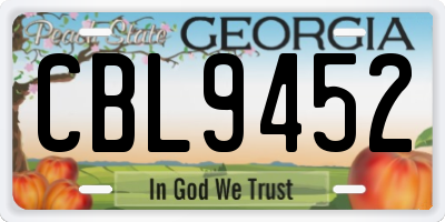 GA license plate CBL9452