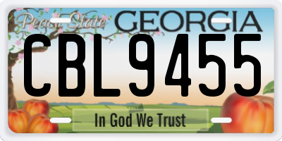 GA license plate CBL9455