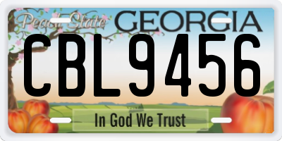GA license plate CBL9456