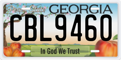 GA license plate CBL9460