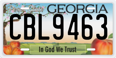 GA license plate CBL9463