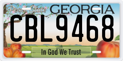 GA license plate CBL9468