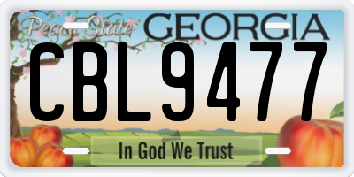 GA license plate CBL9477
