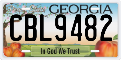 GA license plate CBL9482