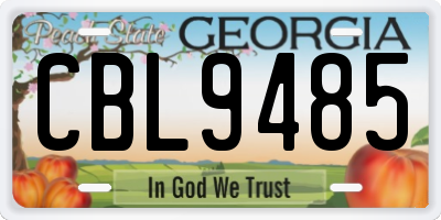 GA license plate CBL9485