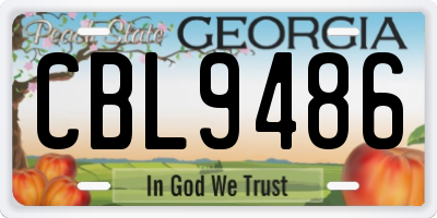 GA license plate CBL9486