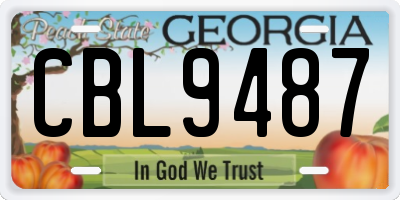 GA license plate CBL9487