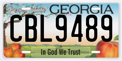 GA license plate CBL9489