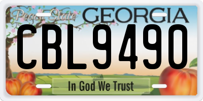 GA license plate CBL9490