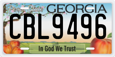 GA license plate CBL9496