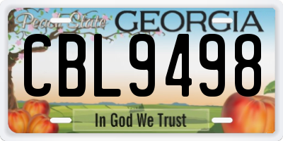 GA license plate CBL9498