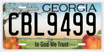 GA license plate CBL9499