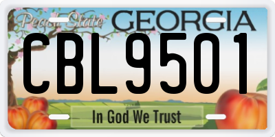 GA license plate CBL9501