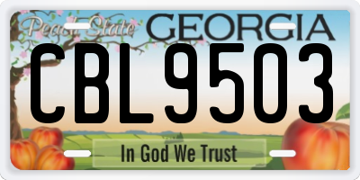 GA license plate CBL9503