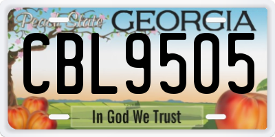GA license plate CBL9505