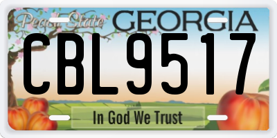 GA license plate CBL9517