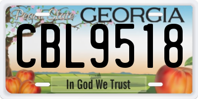 GA license plate CBL9518