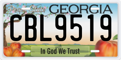 GA license plate CBL9519