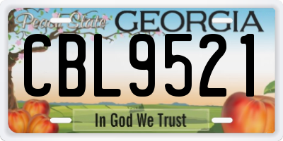 GA license plate CBL9521
