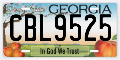 GA license plate CBL9525