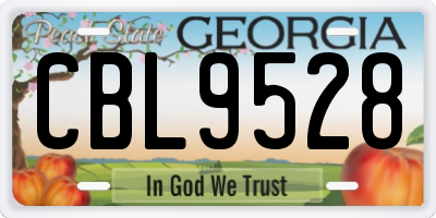 GA license plate CBL9528