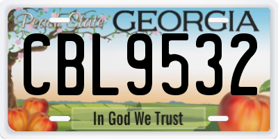 GA license plate CBL9532