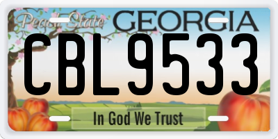 GA license plate CBL9533