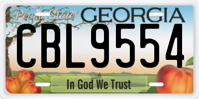 GA license plate CBL9554