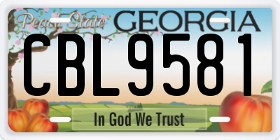 GA license plate CBL9581