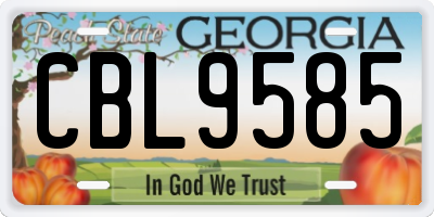 GA license plate CBL9585