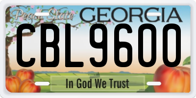 GA license plate CBL9600