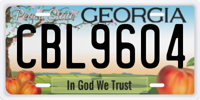 GA license plate CBL9604