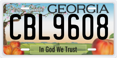 GA license plate CBL9608