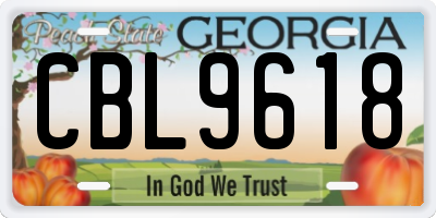 GA license plate CBL9618