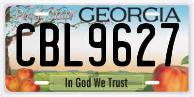 GA license plate CBL9627