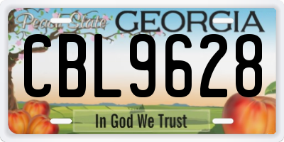 GA license plate CBL9628
