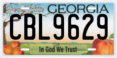 GA license plate CBL9629