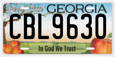GA license plate CBL9630