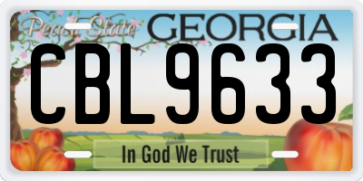 GA license plate CBL9633