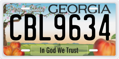 GA license plate CBL9634