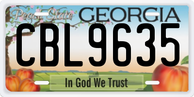 GA license plate CBL9635