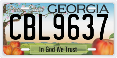GA license plate CBL9637