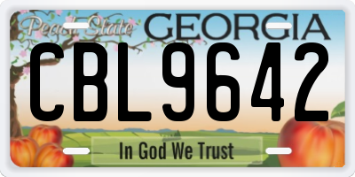 GA license plate CBL9642