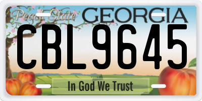 GA license plate CBL9645