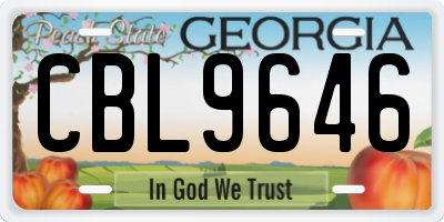 GA license plate CBL9646